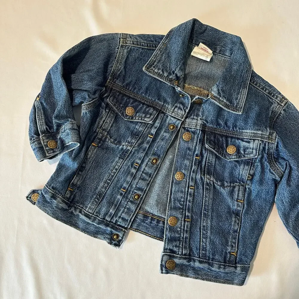 Vintage Faded Glory 100% Cotton Denim Gender Neutral Jean Jacket Sz 24 mo